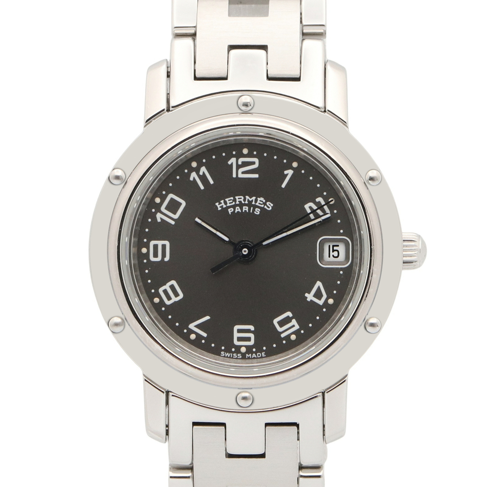 Hermes Clipper Watch, Stainless Steel, Women's, Black, CL4.210